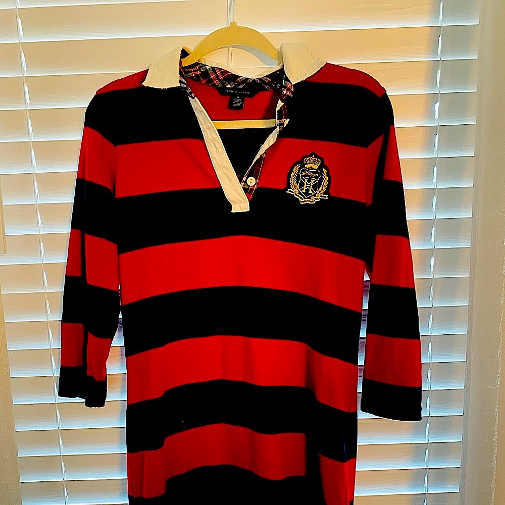 Red/navy striped collared Tommy Hilfiger dress